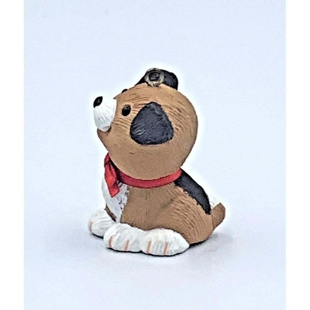Holiday Puppy Hallmark Keepsake Ornament‎ 1983 Dog Red Ribbon Vintage